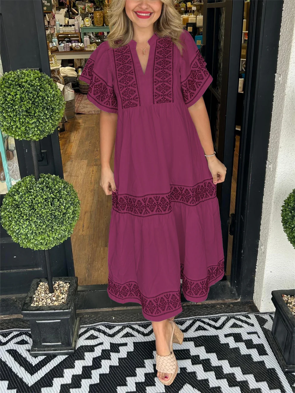 Elle | Flowing boho dress with V-neck