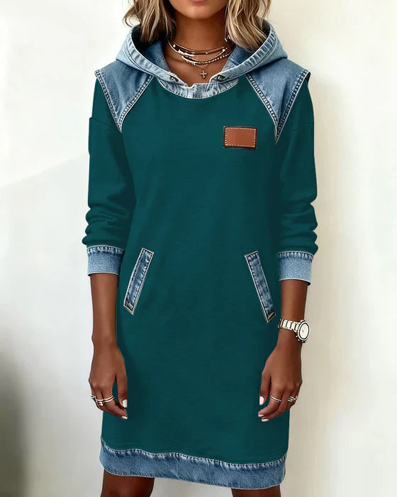 Charlotte™ | Cozy Contrast Hooded Dress