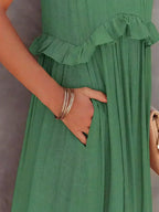 Elle | Maxi dress with halter neck and ruffles