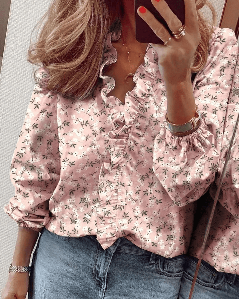 Elle | Floral ruffled blouse