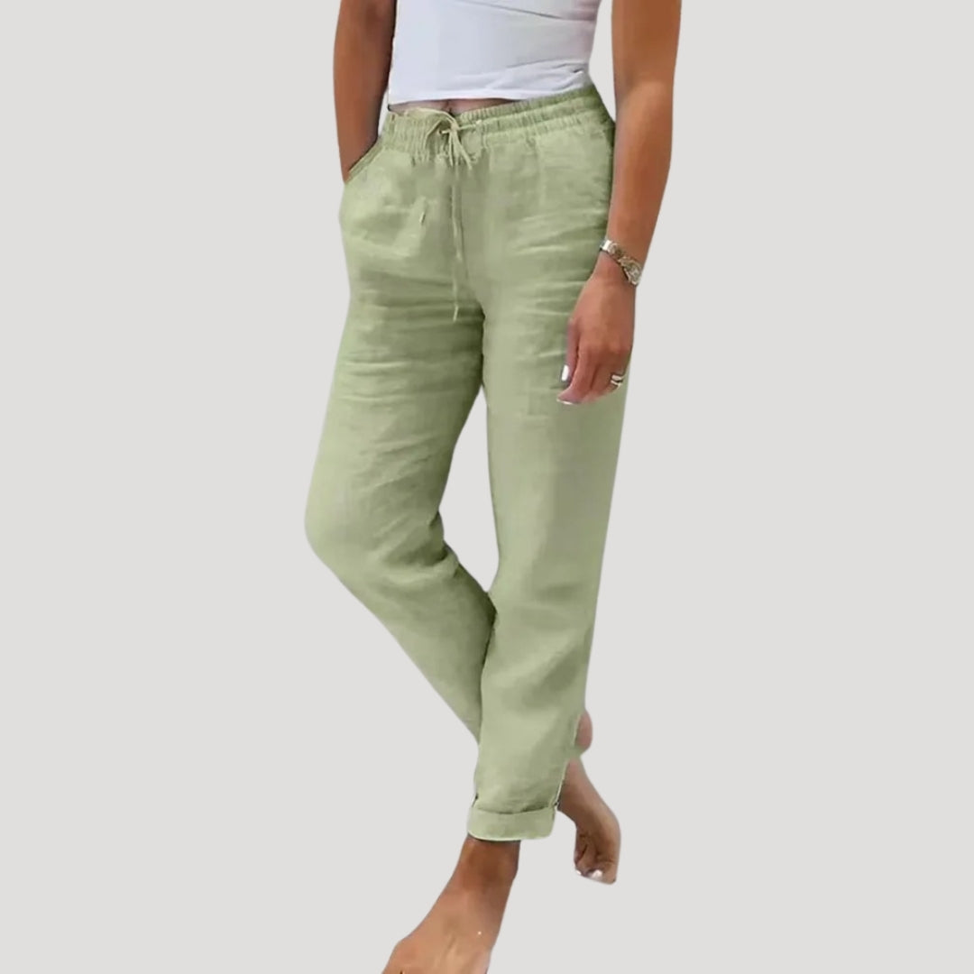 Doris | Casual Cotton-Linen Drawstring Lightweight Trousers