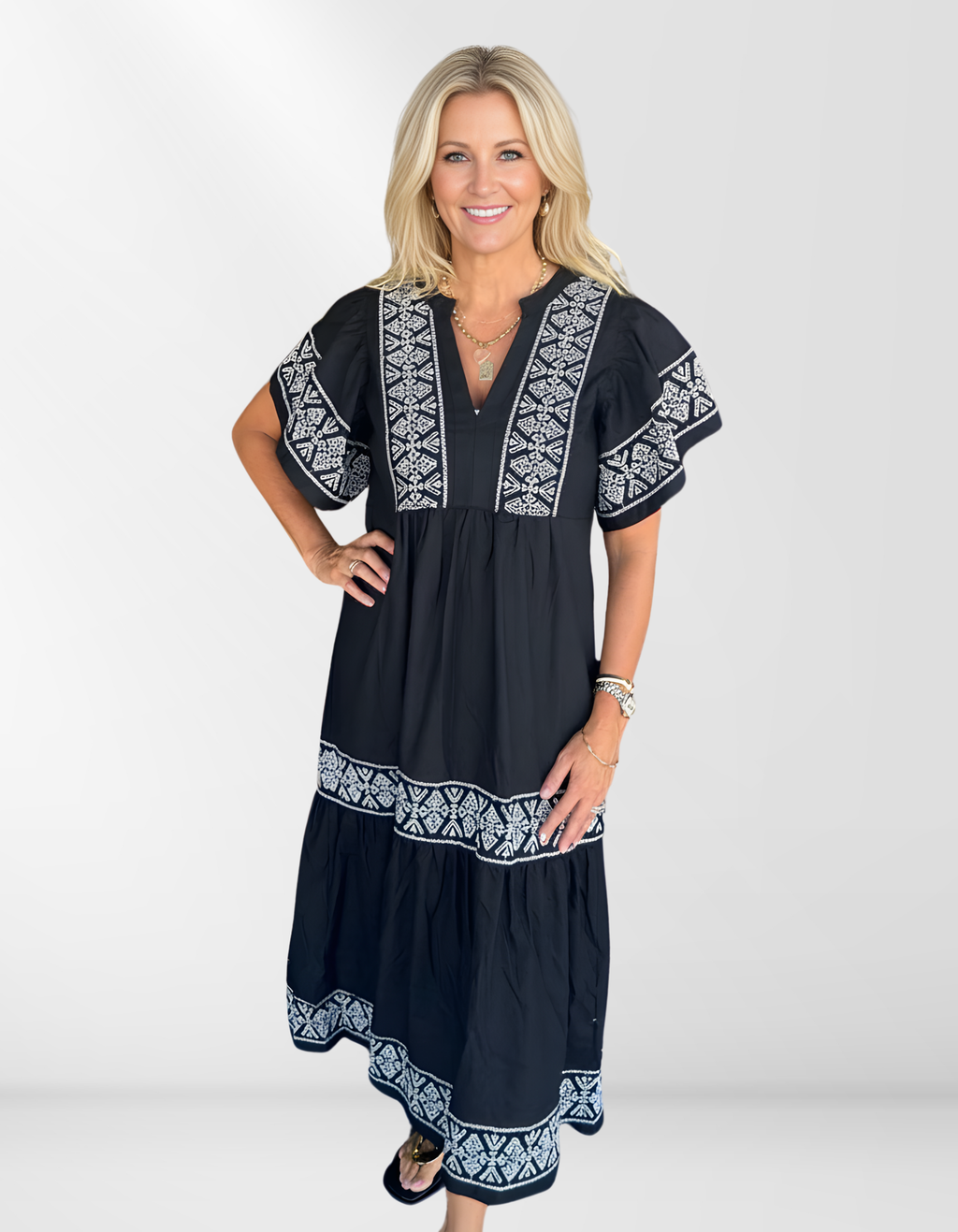 Elle | Flowing boho dress with V-neck