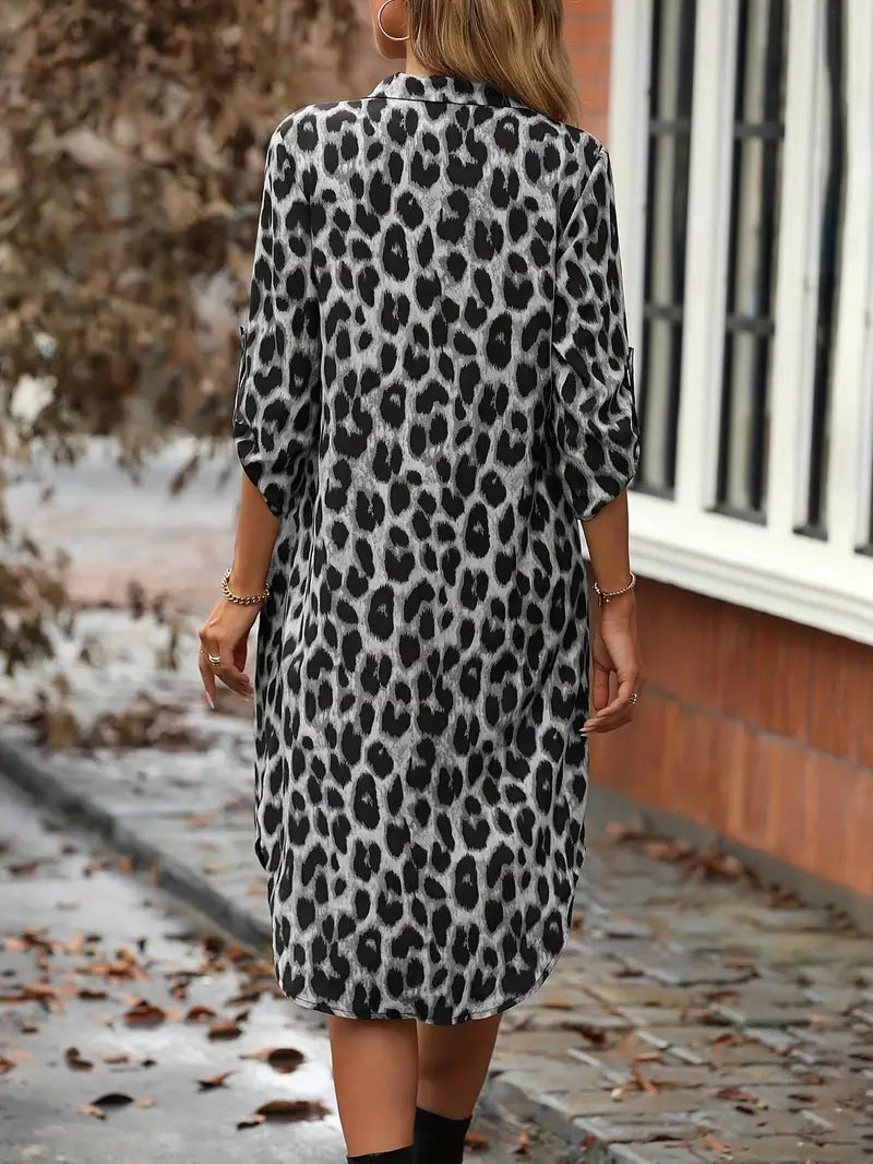 Elle | Leopard print shirt dress