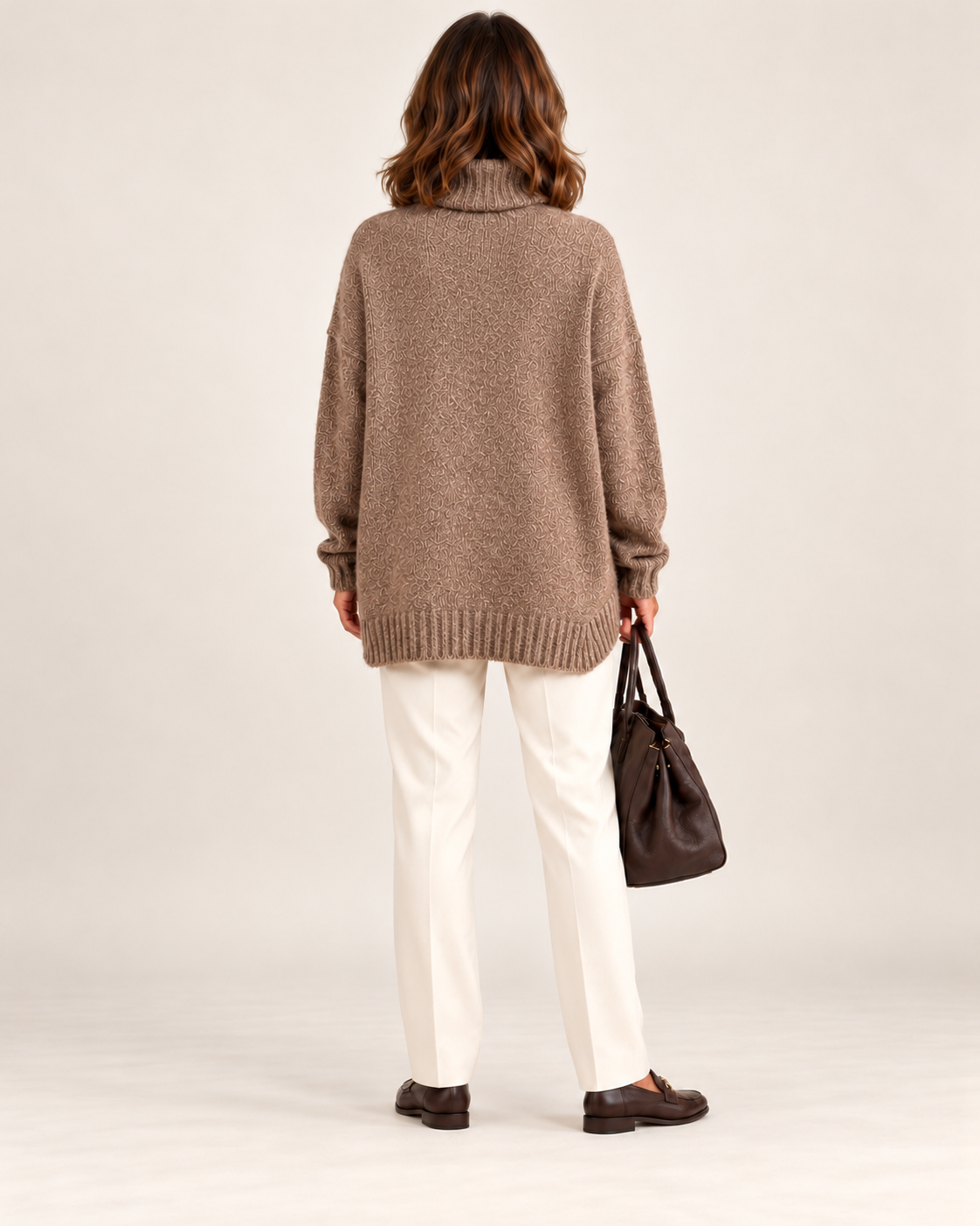 Turtleneck Drop Shoulder Casual Pullover Sweater