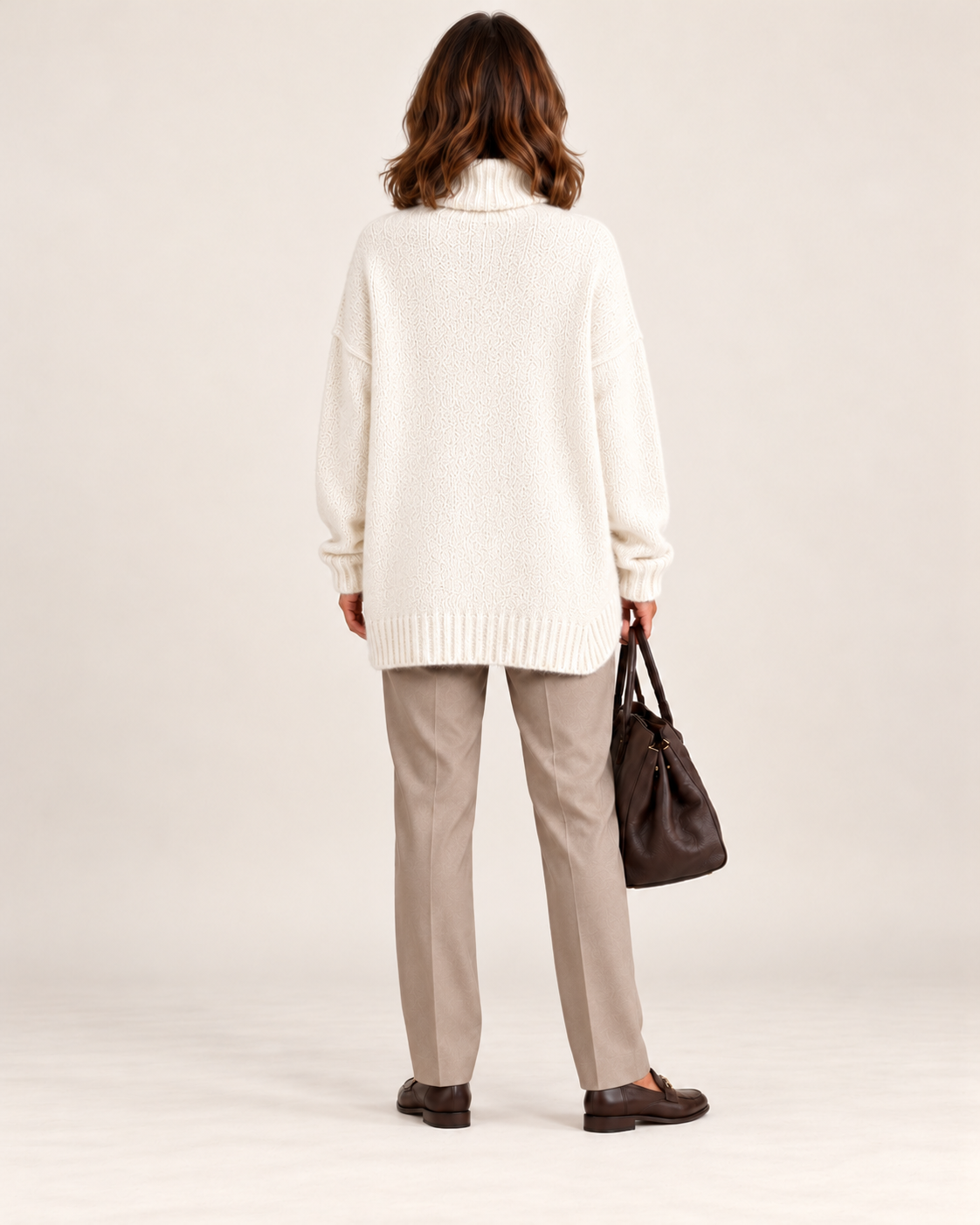Turtleneck Drop Shoulder Casual Pullover Sweater