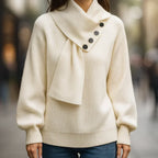 Maribel™ | Buttoned Scarf-Neck Sweater