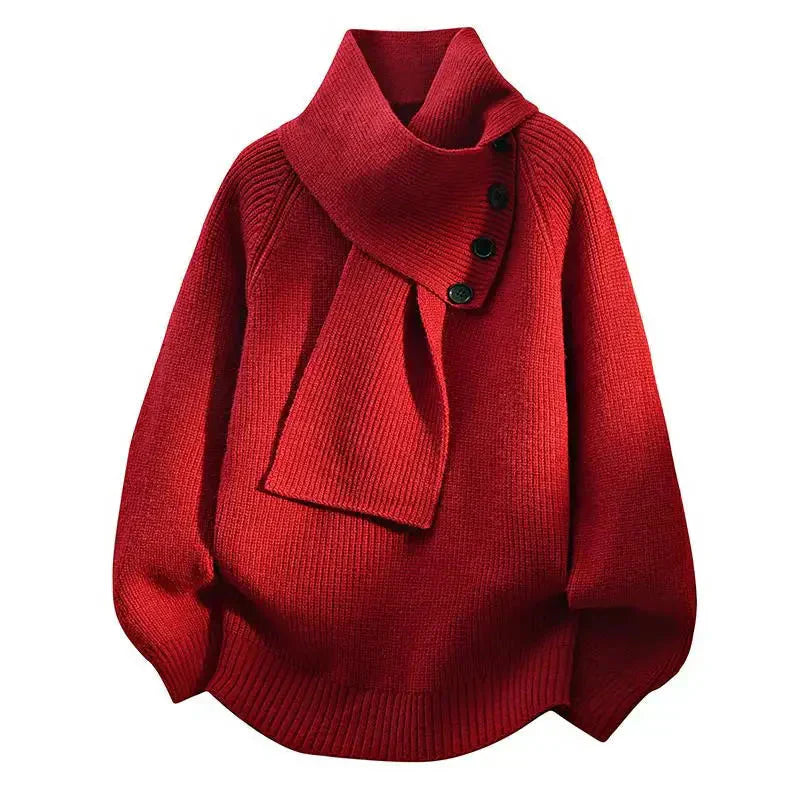 Maribel™ | Buttoned Scarf-Neck Sweater