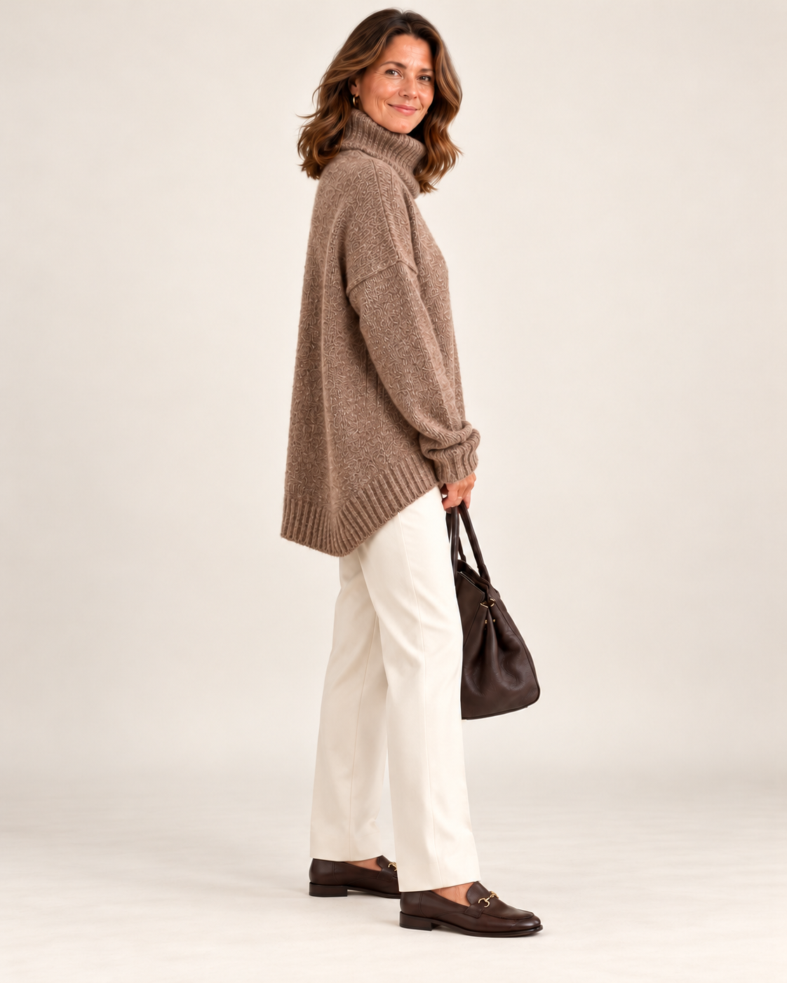 Turtleneck Drop Shoulder Casual Pullover Sweater