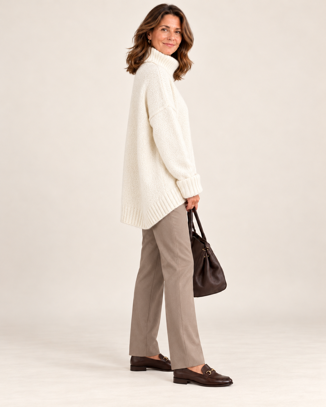 Turtleneck Drop Shoulder Casual Pullover Sweater
