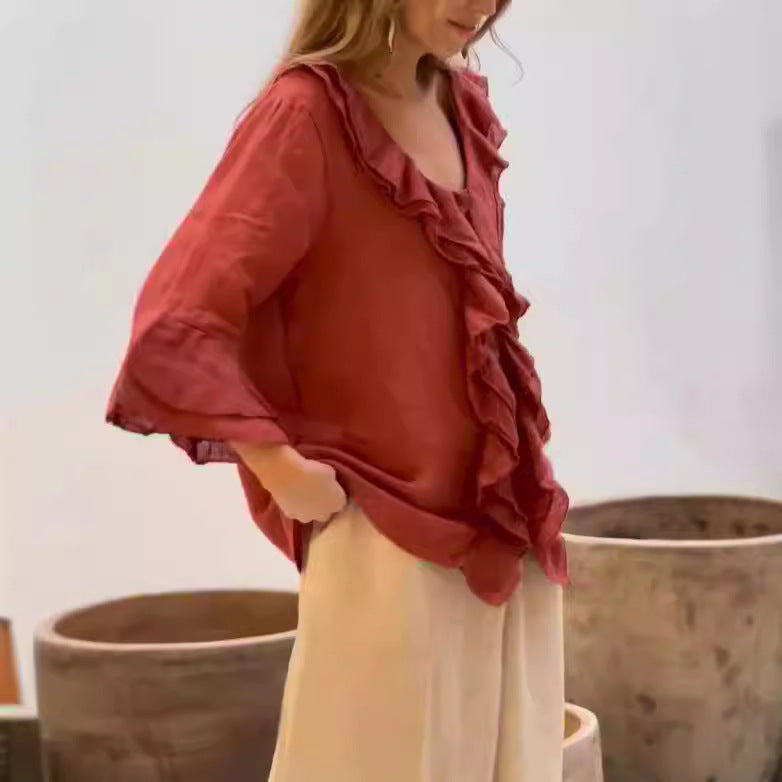 Elle | Luxury ruffled blouse