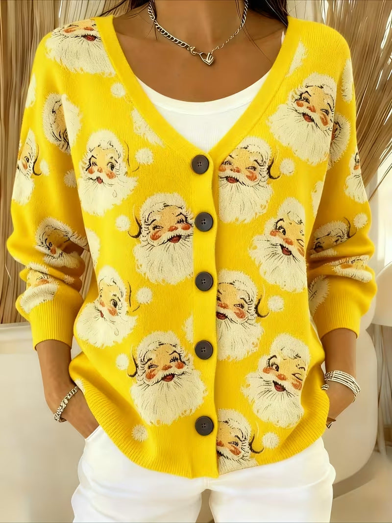 SANTA™ | Jolly Santa Face Cardigan