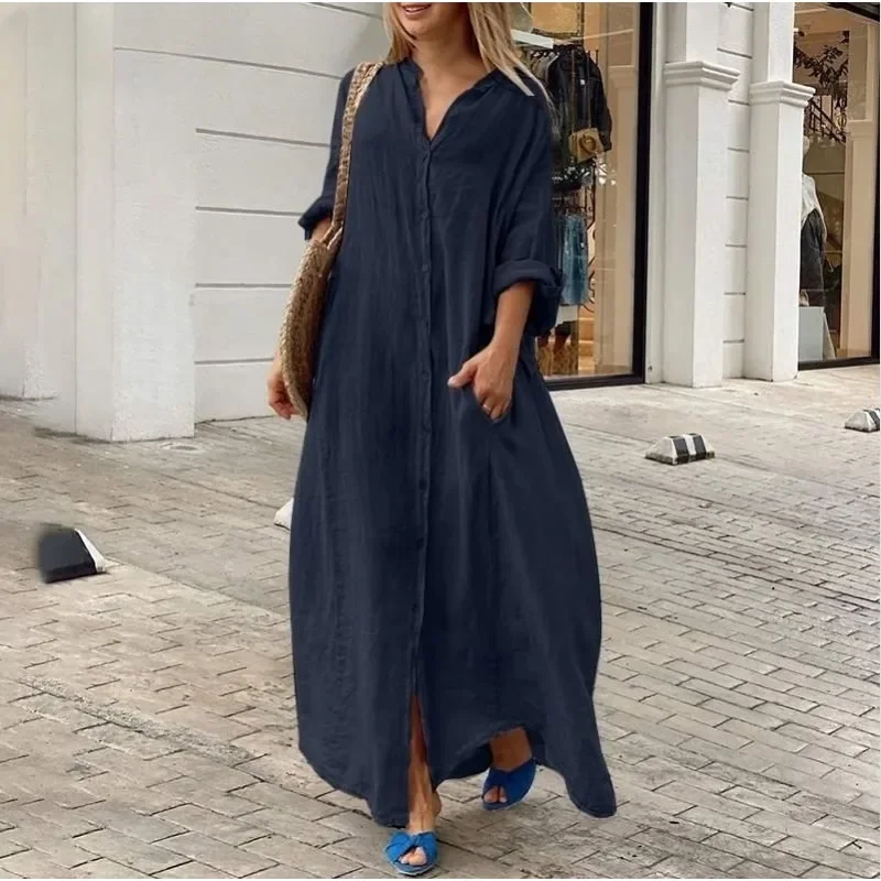 Elle | Oversized linen shirt dress
