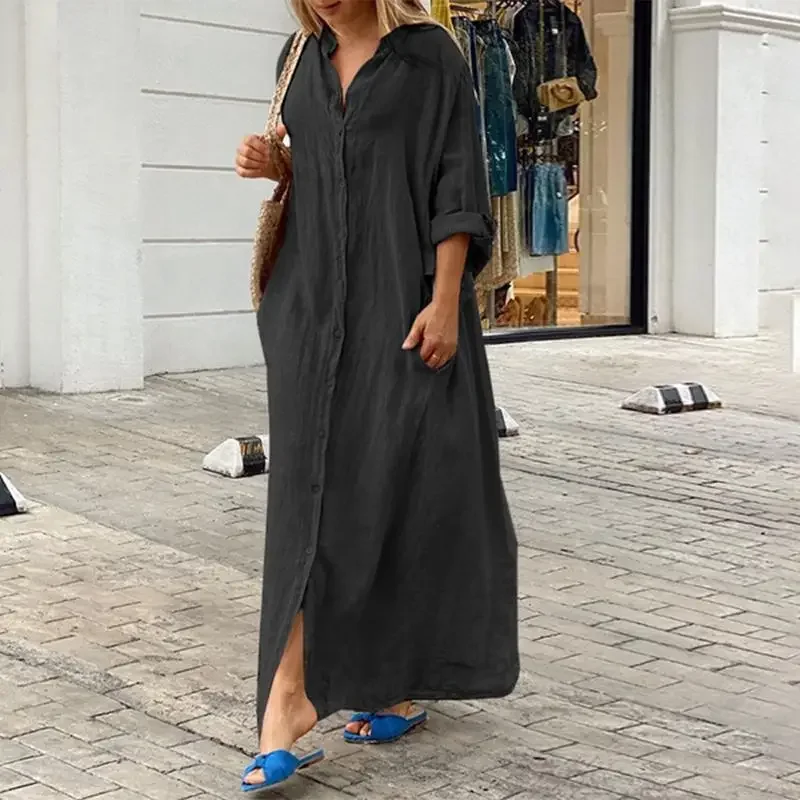 Elle | Oversized linen shirt dress