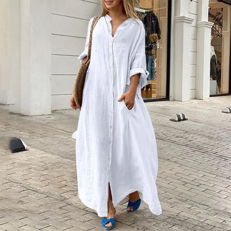 Elle | Oversized linen shirt dress