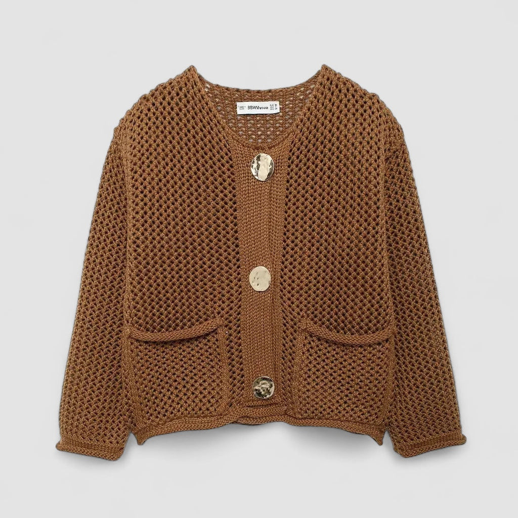 ROXY™ | Gold-Button Knitted Cardigan