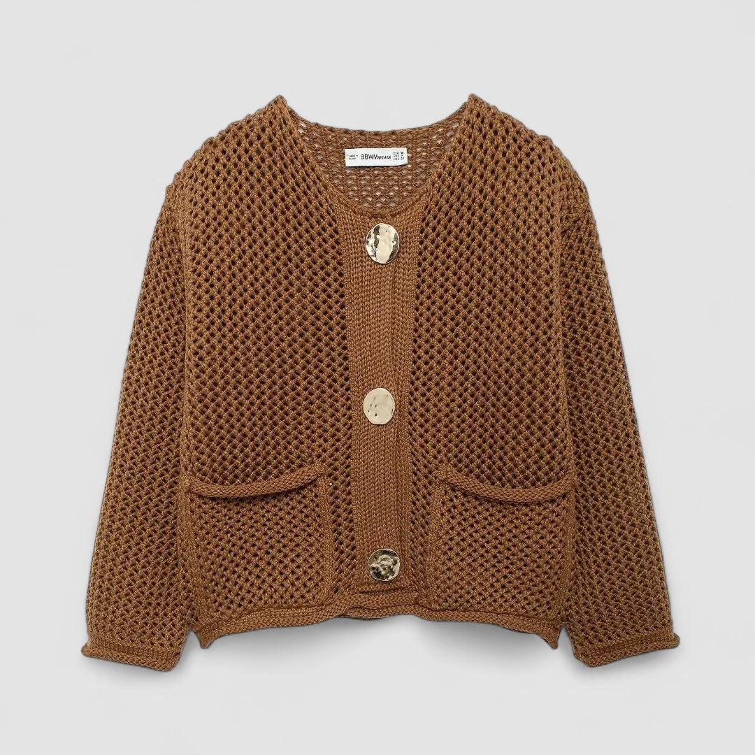 ROXY™ | Gold-Button Knitted Cardigan