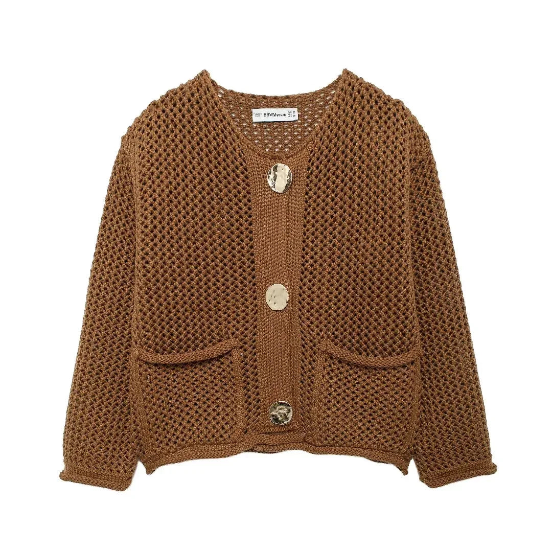 ROXY™ | Gold-Button Knitted Cardigan