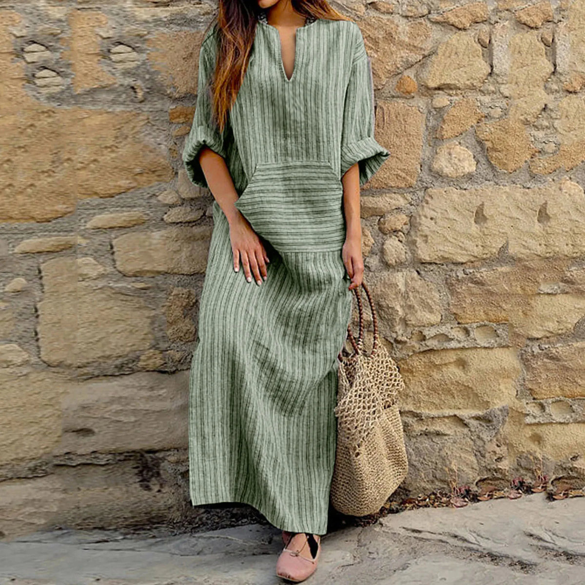 Elle | Striped maxi dress in vintage style