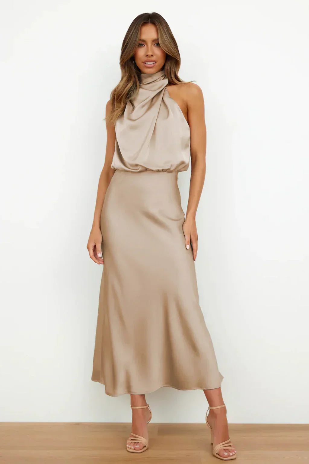 Elle | Off-shoulder satin dress