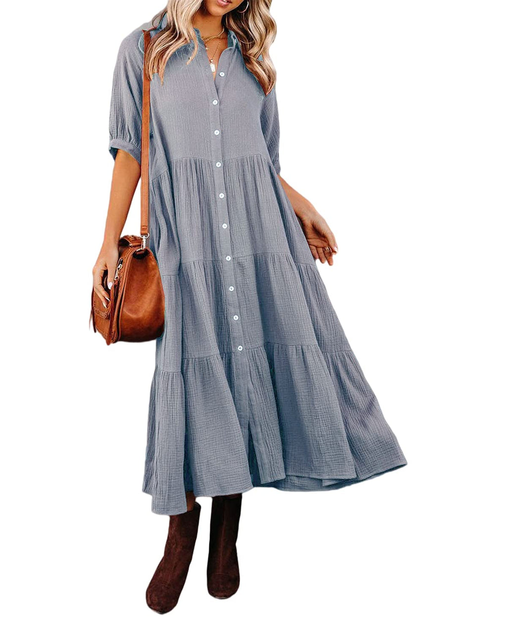 Elle | Luxurious shirt dress with ruffles