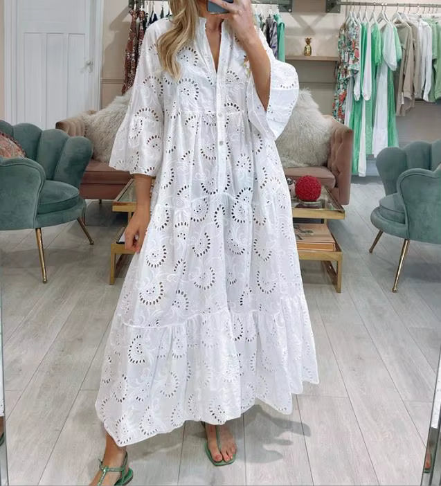 Elle | Lace detail shirt dress