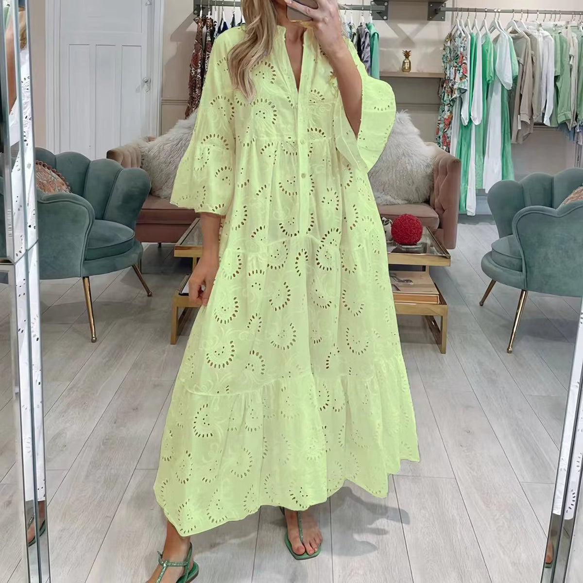 Elle | Lace detail shirt dress