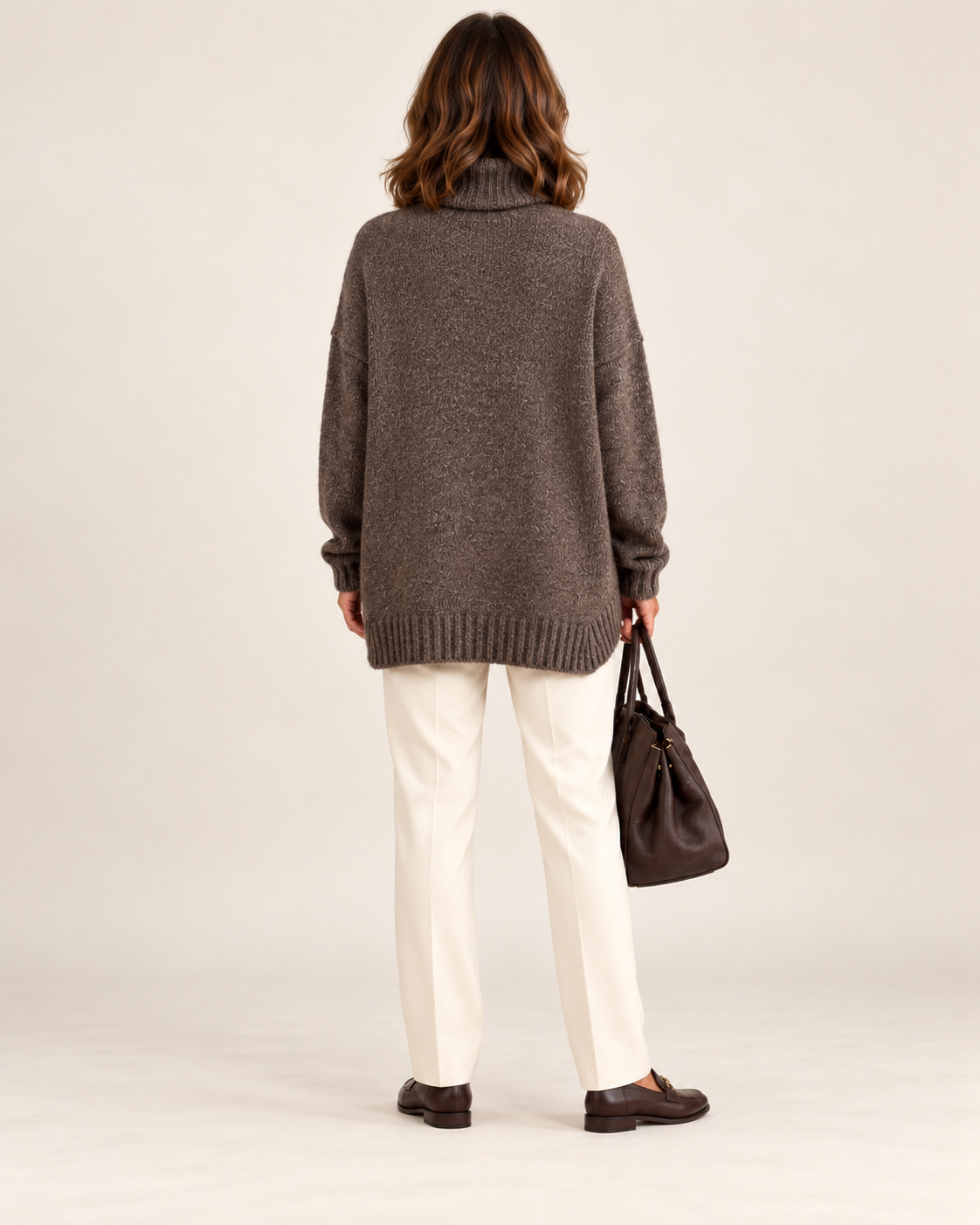 Turtleneck Drop Shoulder Casual Pullover Sweater