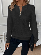 Karen™ | Classic Cable Zip Sweater