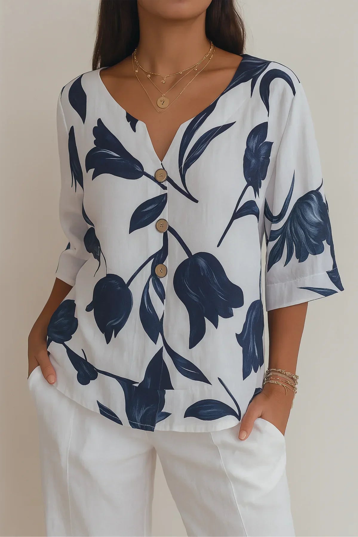 Elle | Blouse with flowers