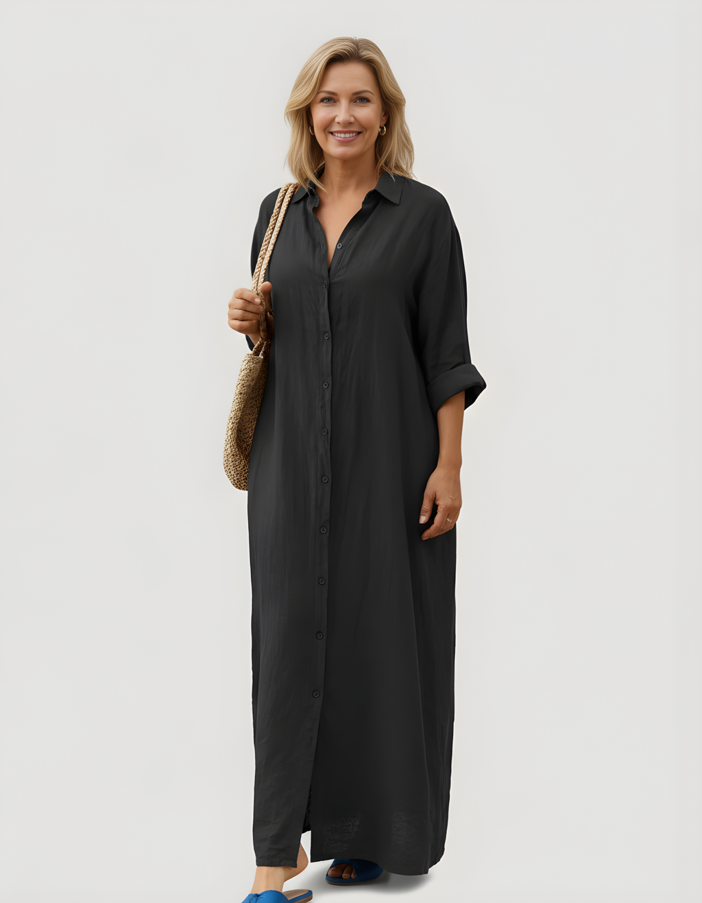 Elle | Oversized linen shirt dress