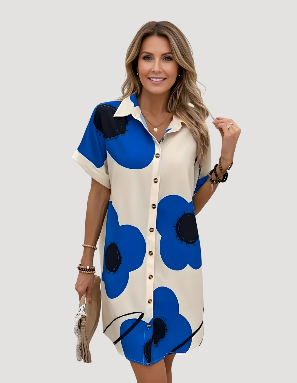 Elle | Floral summer shirt dress