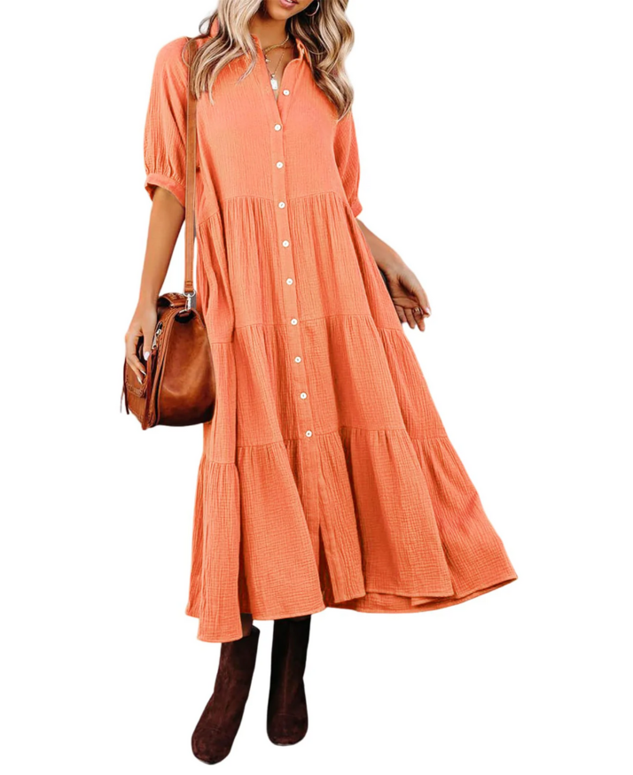 Elle | Luxurious shirt dress with ruffles