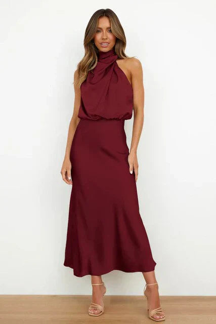 Elle | Off-shoulder satin dress