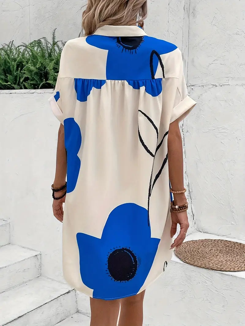 Elle | Floral summer shirt dress