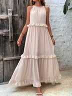 Elle | Maxi dress with halter neck and ruffles