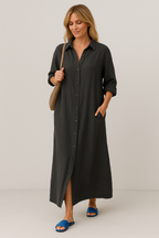 Elle | Oversized linen shirt dress