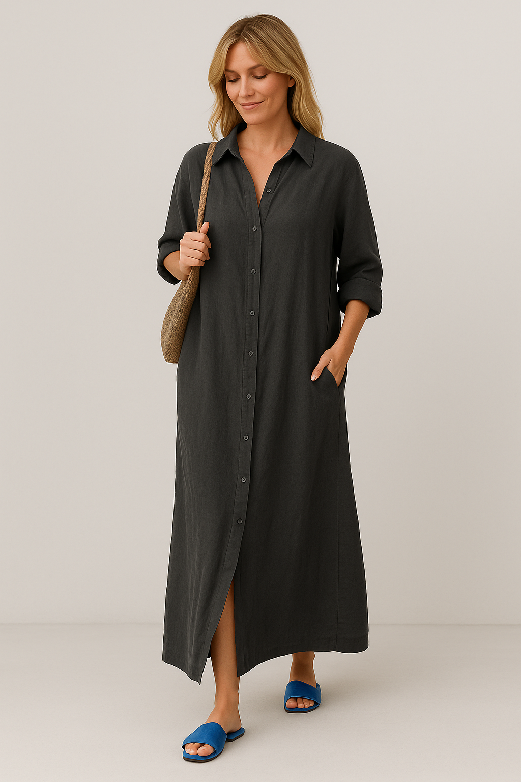 Elle | Oversized linen shirt dress
