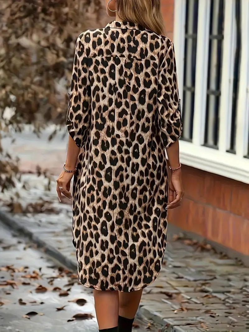 Elle | Leopard print shirt dress