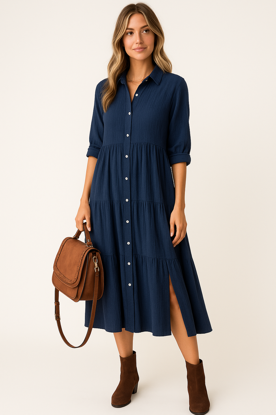 Elle | Luxurious shirt dress with ruffles