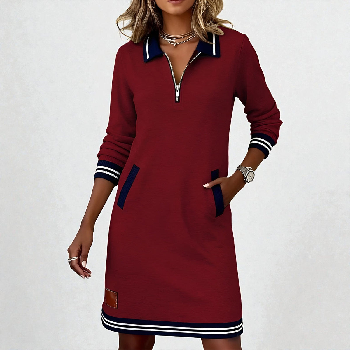 Harper™ | Zip-Collar Casual Dress