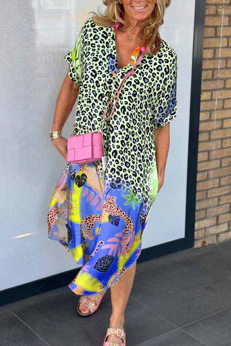 Elle | Leopard print dress with V-neckline