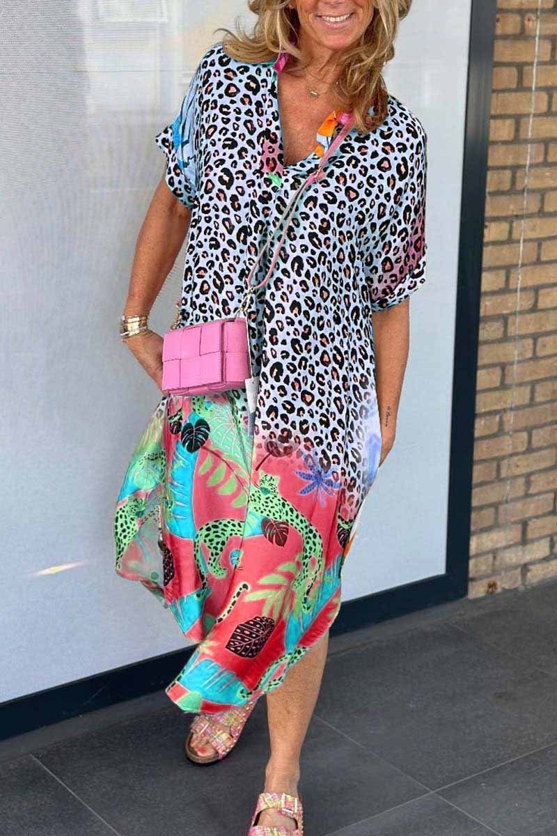 Elle | Leopard print dress with V-neckline