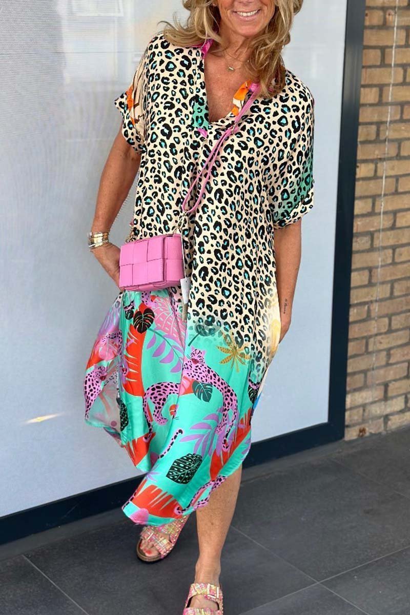 Elle | Leopard print dress with V-neckline