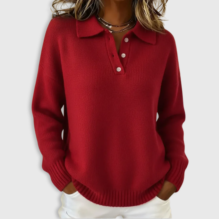 RivaKnit™ | Soft Ribbed Polo Sweater