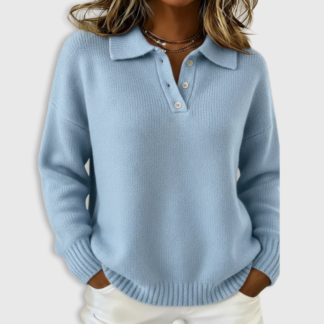 RivaKnit™ | Soft Ribbed Polo Sweater