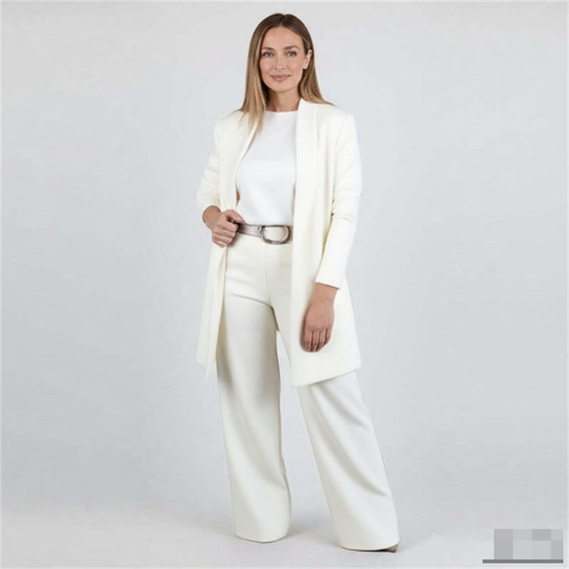 🎉Hot Sale 50% OFF🥳Elegant Longline Cardigan 3-Piece Set – Soft Fabric, Chic Top & Pants for Office Commute & Daily Outings