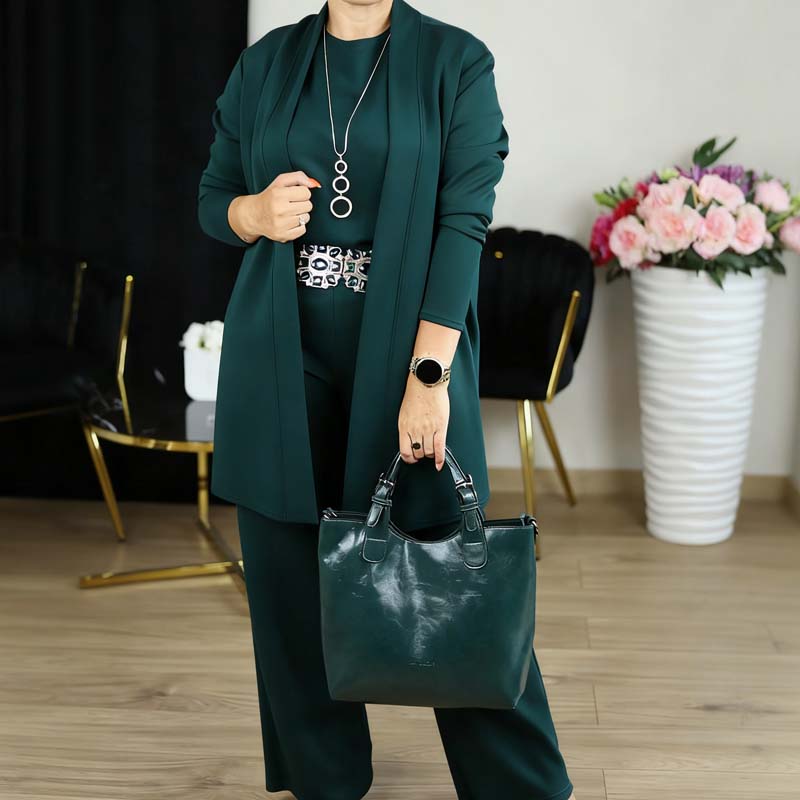 🎉Hot Sale 50% OFF🥳Elegant Longline Cardigan 3-Piece Set – Soft Fabric, Chic Top & Pants for Office Commute & Daily Outings